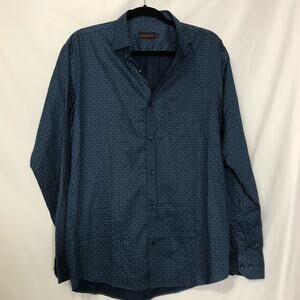 Moon Walker Blue Casual Button Down Shirt Mens 16 1/2 Casual Slim Fit